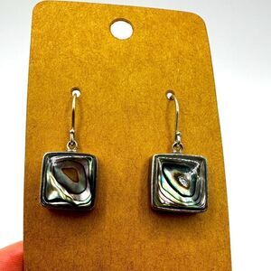 Acleoni signed Sterling silver abalone shell 14mm dangle earrings!